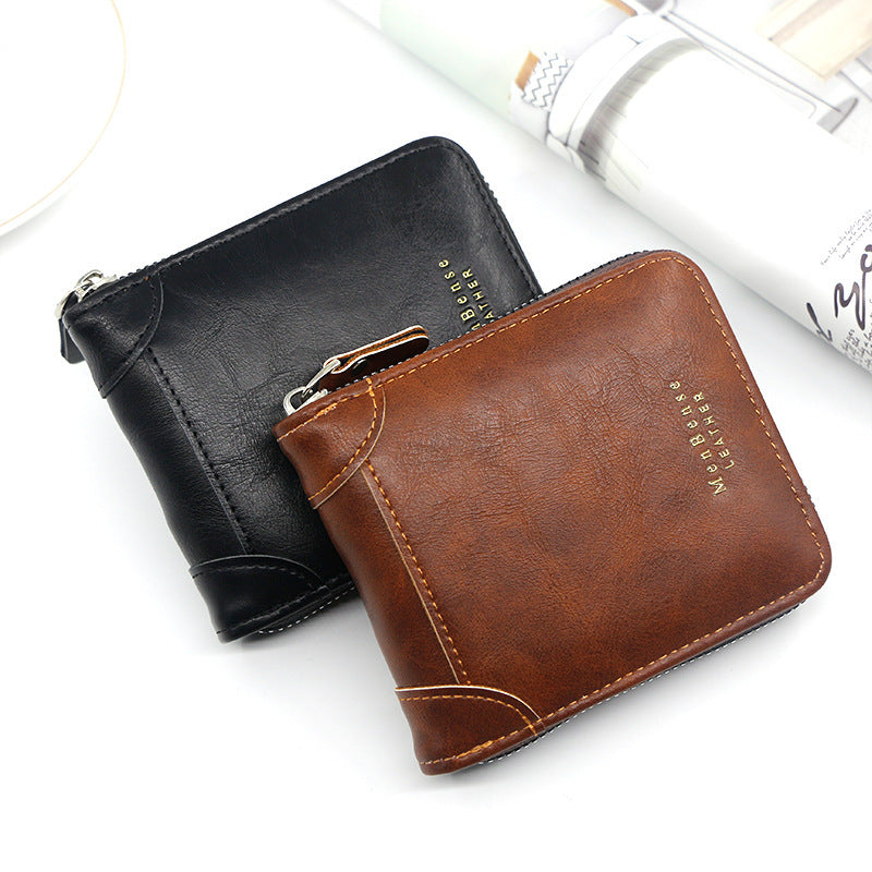 Men's Wallet Short Casual Zipper Coin Purse