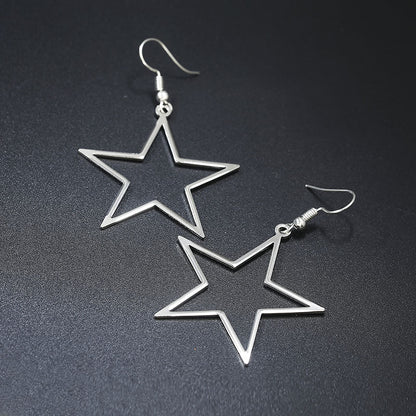 Hollow Triangle Female Alloy Pentagram Earrings