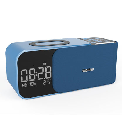 Led Wireless Charging Alarm Clock Fm Radio Bluetooth Speaker With Microphone Temperature Indicator Digital Display Speakers