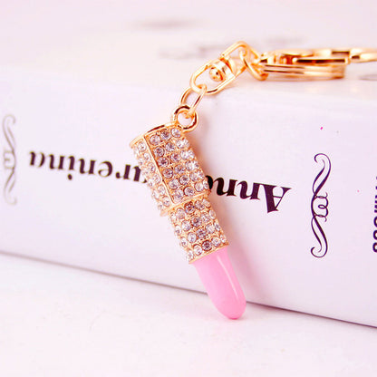 Women's Small Gifts Rhinestone Lipstick Keychain