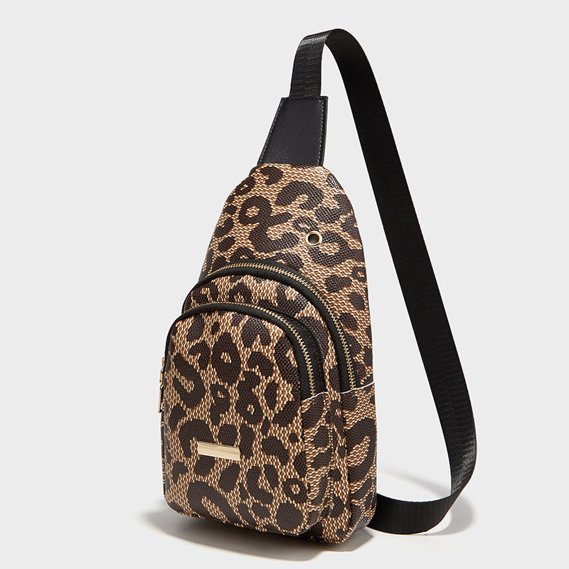 Leopard Print Fashion Sports And Leisure Style Women's Chest Crossbody Shoulder Bag