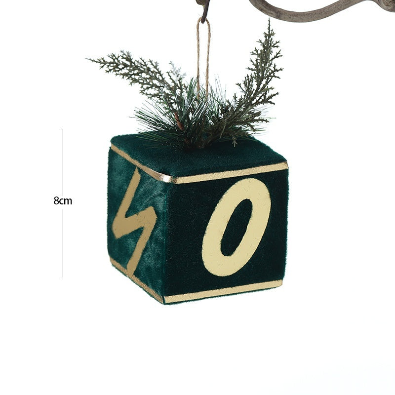 High-end Flocking Dark Green Christmas Ball Christmas Tree Decoration Pendant