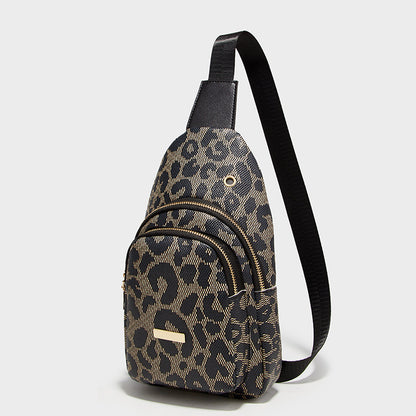 Leopard Print Fashion Sports And Leisure Style Women's Chest Crossbody Shoulder Bag