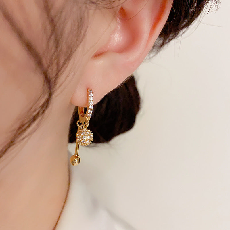 Fashion Special-interest Exquisite Design Micro-inlaid Geometric Earrings