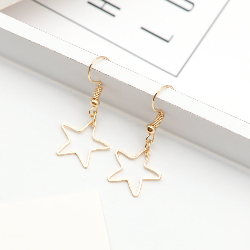 Hollow Triangle Female Alloy Pentagram Earrings