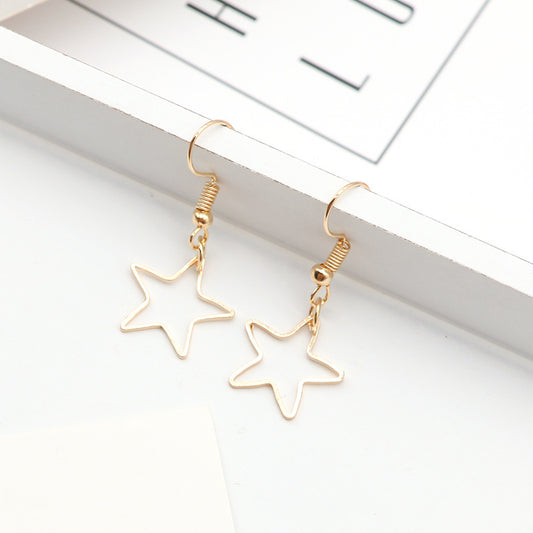 Hollow Triangle Female Alloy Pentagram Earrings