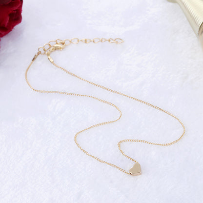 Simple Fashion Gold Color Double-sided Love Pendant Necklaces Clavicle Chains Necklace Women Jewelry Valentines Day Gift