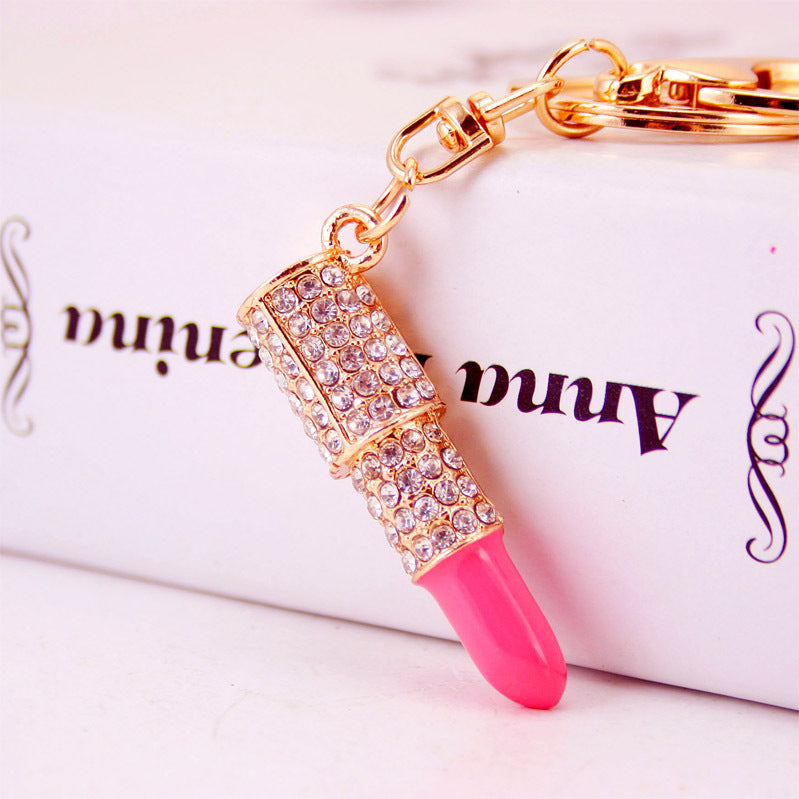 Women's Small Gifts Rhinestone Lipstick Keychain