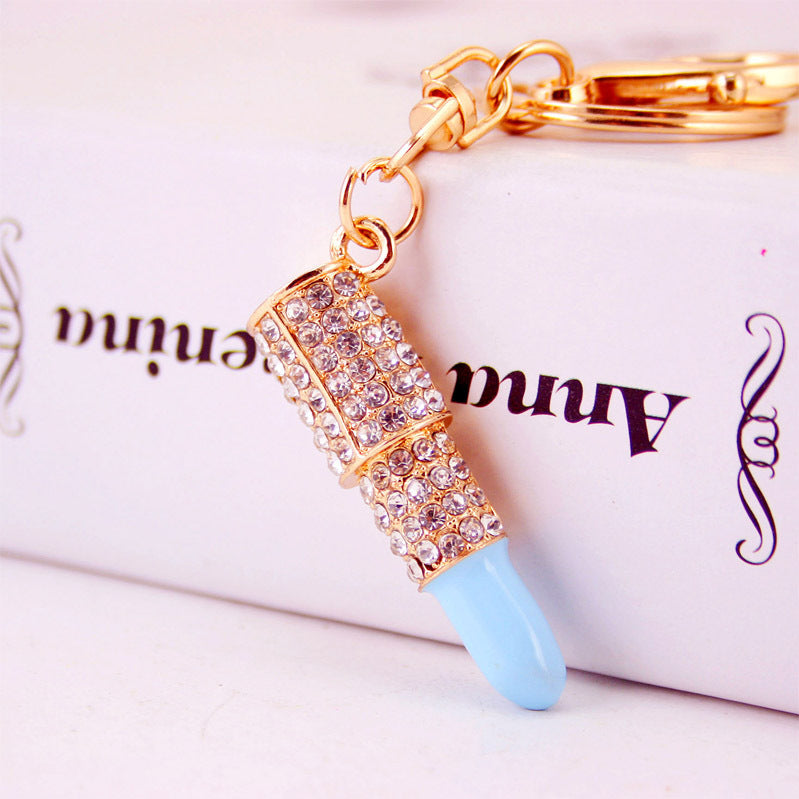 Women's Small Gifts Rhinestone Lipstick Keychain