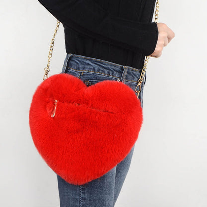 Love Bags For Women Plush Chain Shoulder Bags Valentine's Day Party Bag